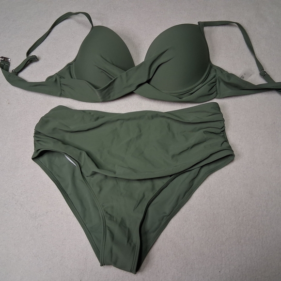 Other - Olive Green Women's Two-Piece Swim Set - Padded Underwire Bikini